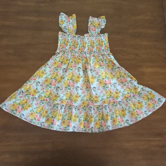 Janie and Jack The Emily Floral Smocked Sundress yellow floral size NEW Tags 4T